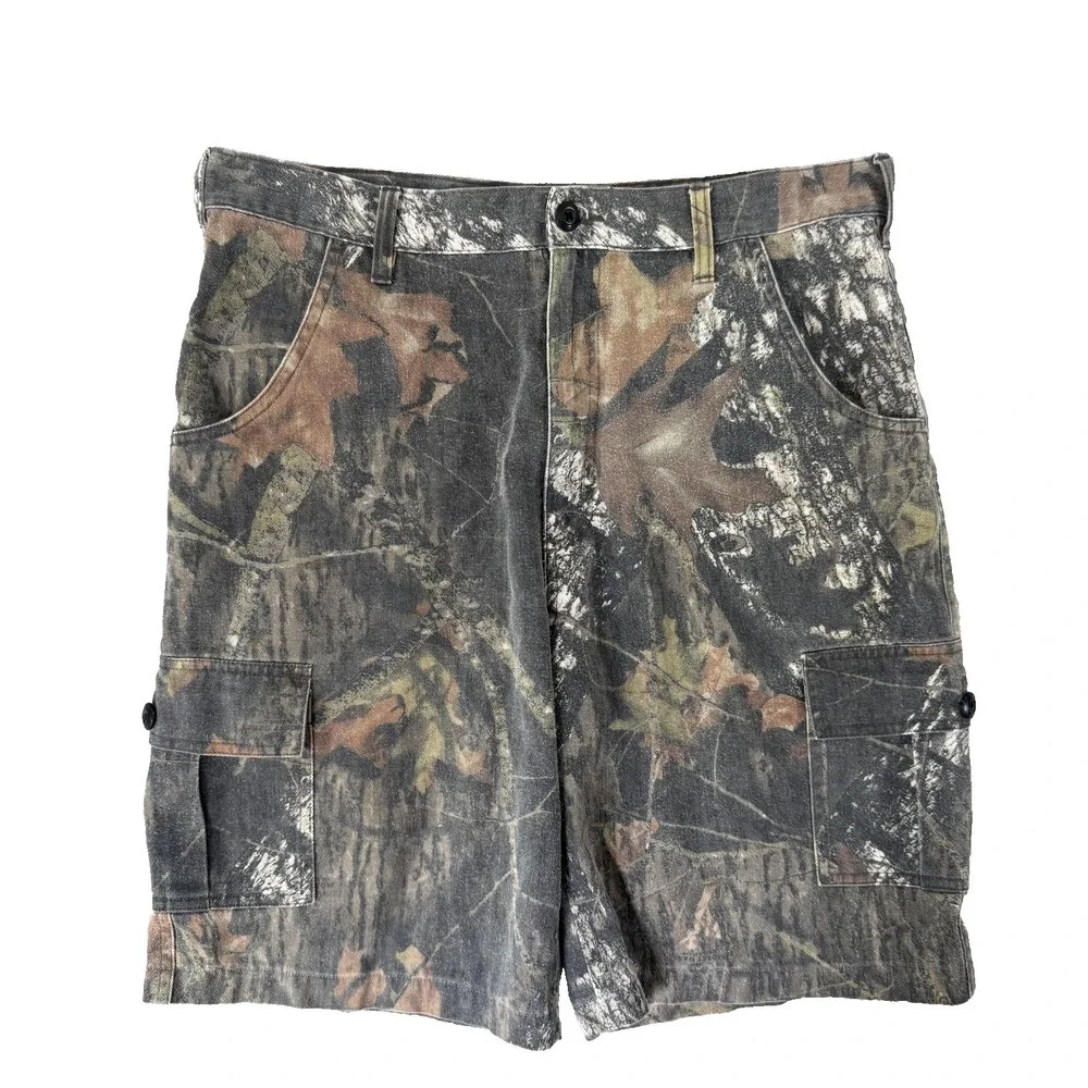VTG Field Staff Cargo Shorts Men 34 Camo Canvas Hunting Outdoor Utility Workwear